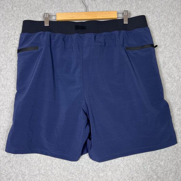 Fabletics The 7" Franchise Short Lined Mens Sz XXL Navy Blue Performance Stretch - Picture 3 of 13